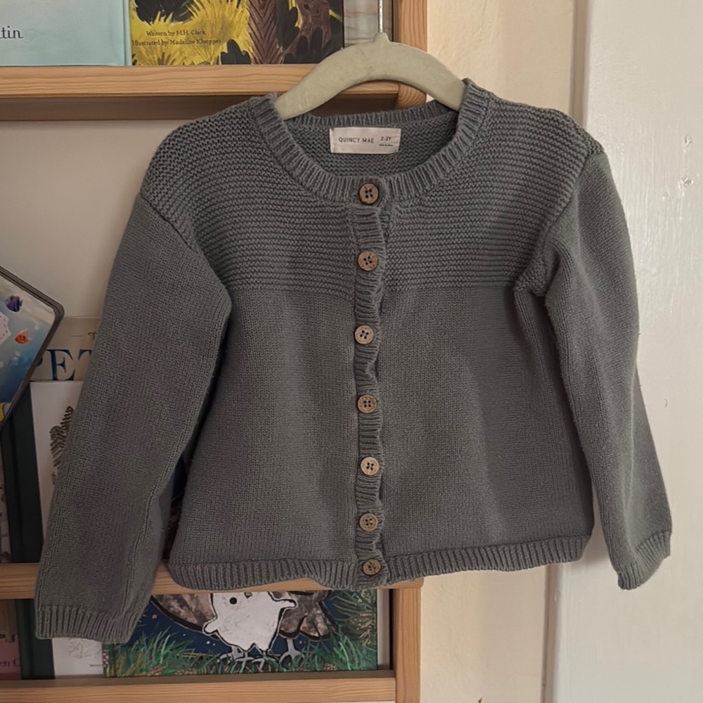 Quincy Mae Kids Grey Knit Cardigan